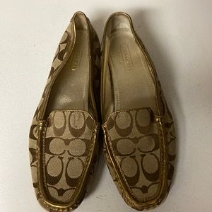 Coach Signature Loafers, soft heel, worn a few times(too small), metallic gold.
